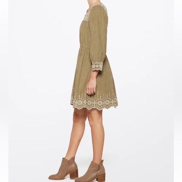 Madewell Embroidered Corduroy Square Neck Mini Dress size small - Picture 2 of 10